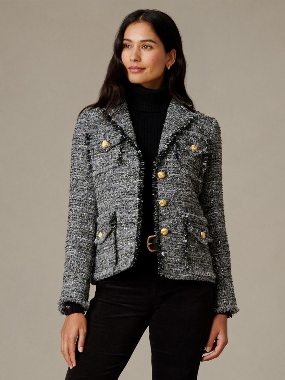 J McLaughlin Anwen Wool Bouclé Jacket - Gray NEW